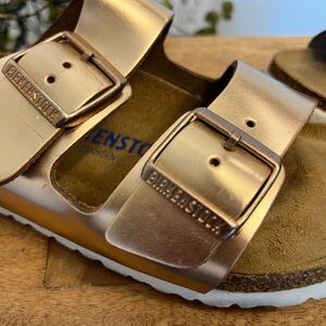 Birkenstock Rose Gold with White Sole